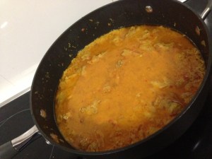 Before the sauce is reduced