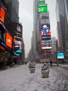 Broadway in the snow