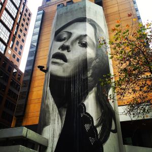 Street art by Rone in Little Collins St...