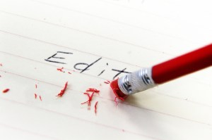 closeup of a pencil eraser correcting an error