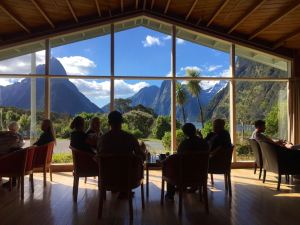 The bar at Mitre Peak Lodge